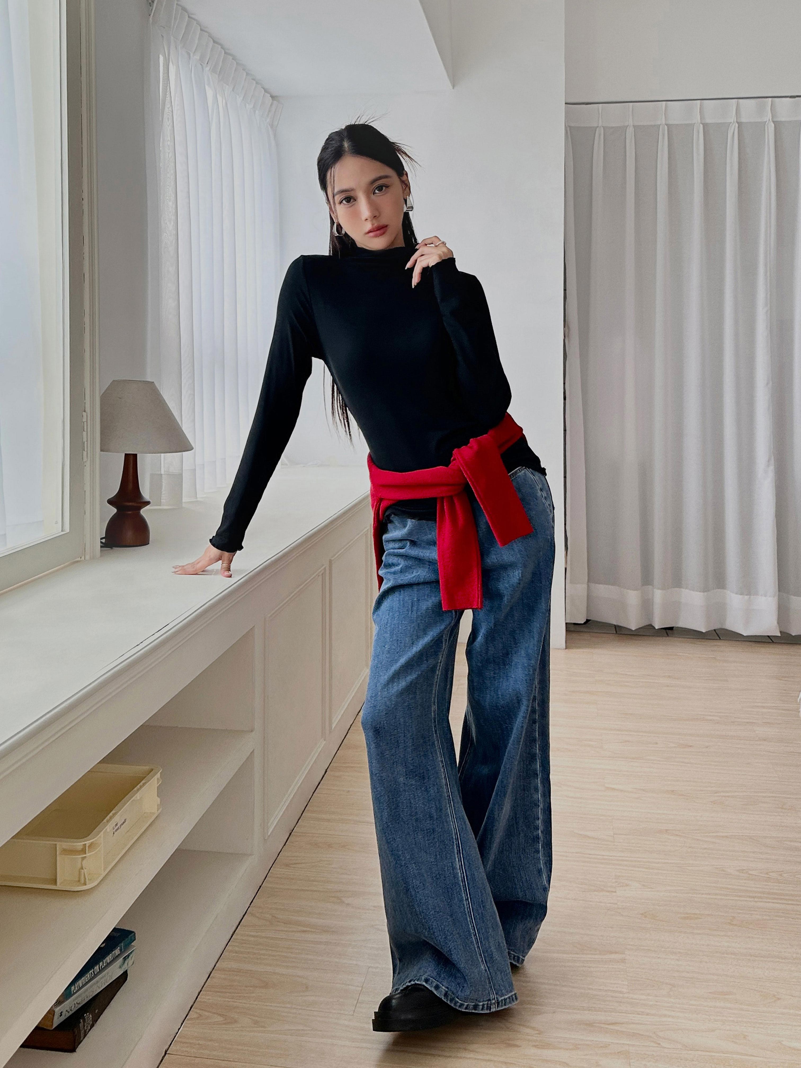 捲捲木耳邊立領上衣