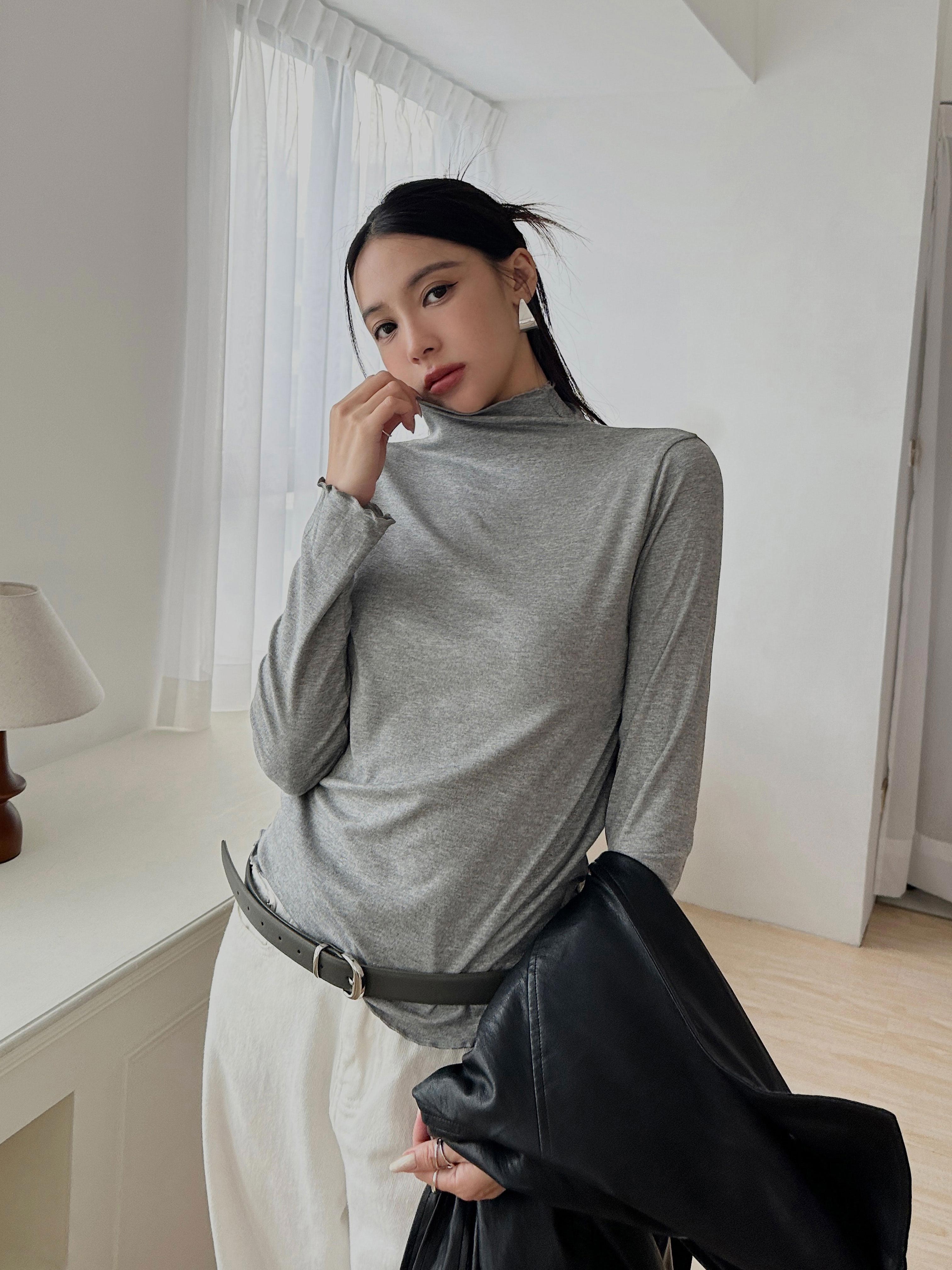 捲捲木耳邊立領上衣