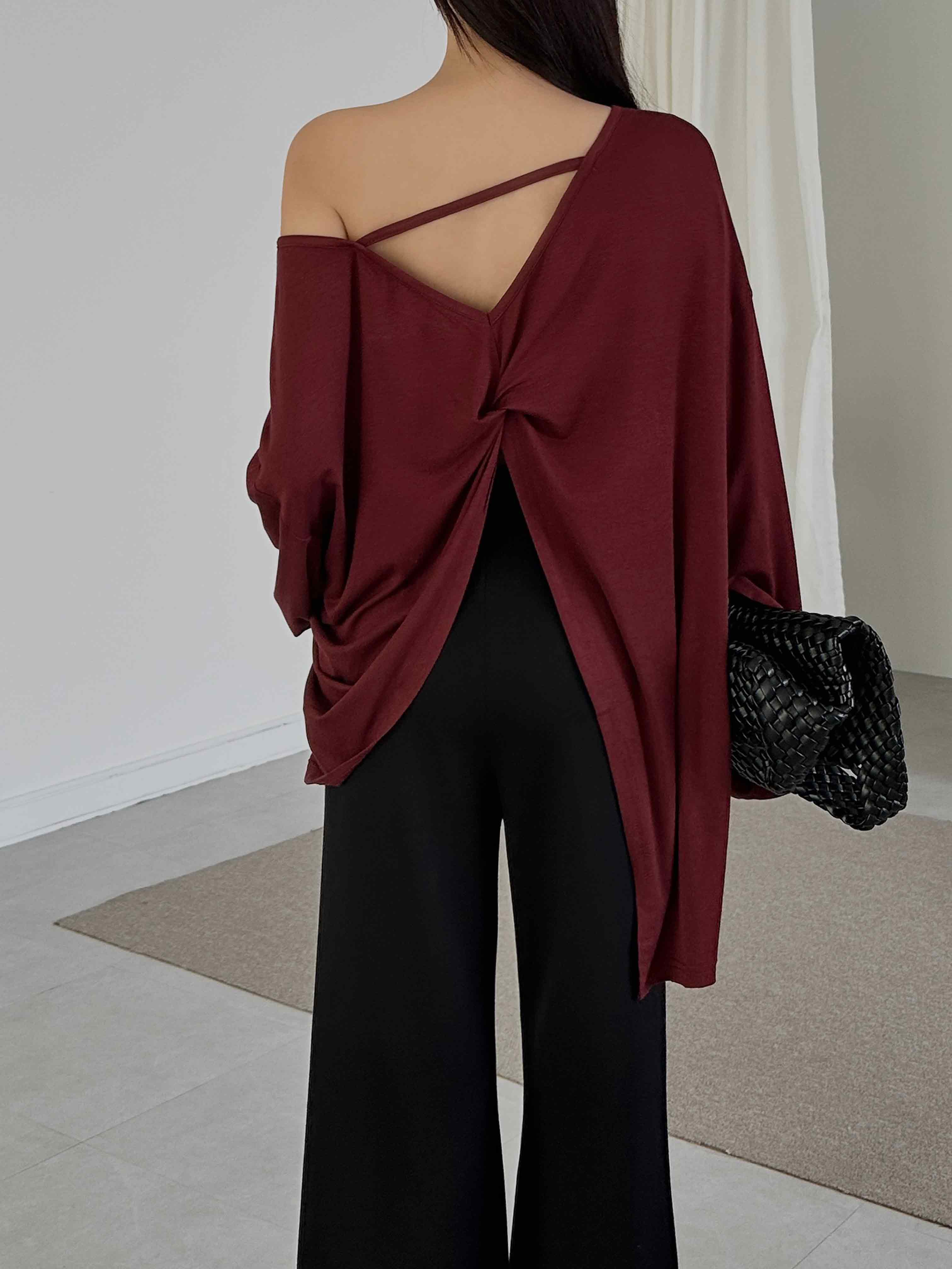 後開岔扭結寬鬆上衣