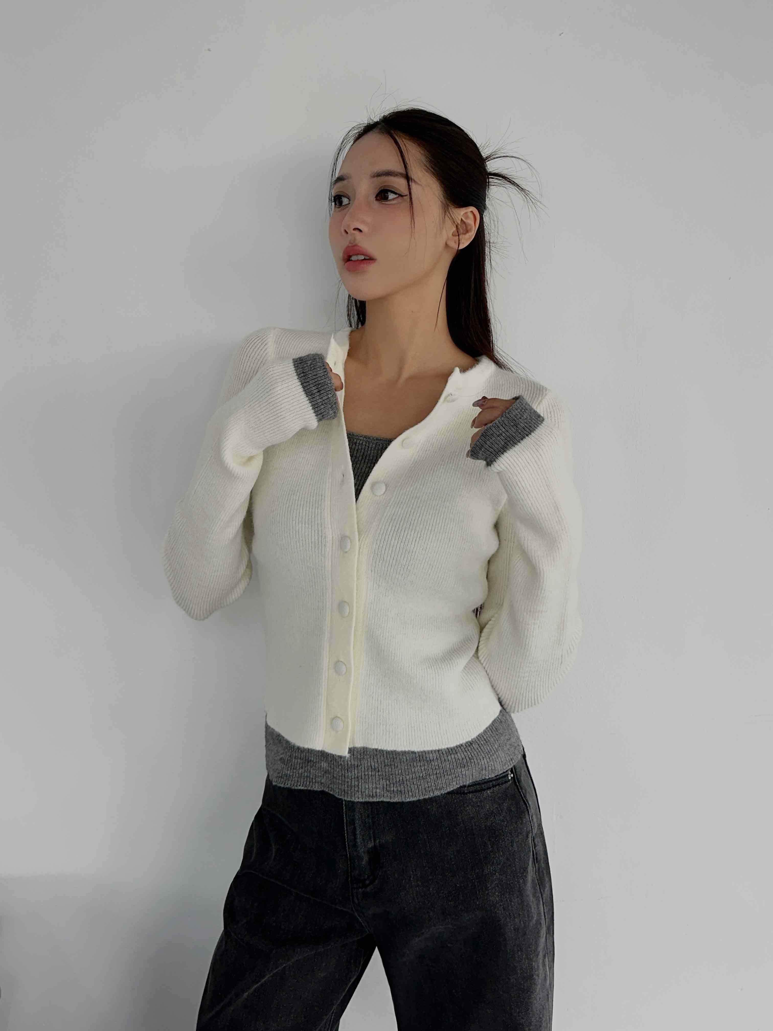 撞色層次針織上衣