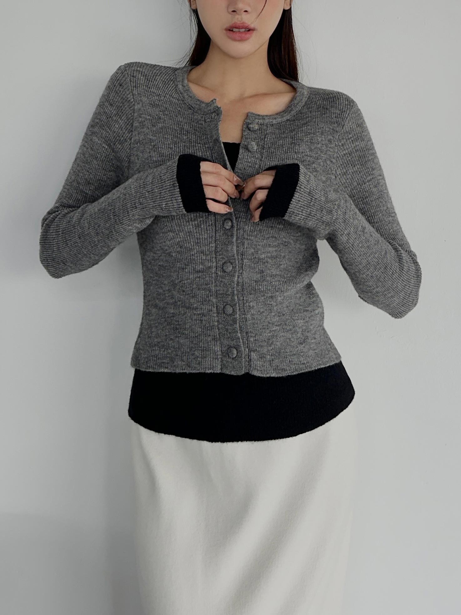 撞色層次針織上衣