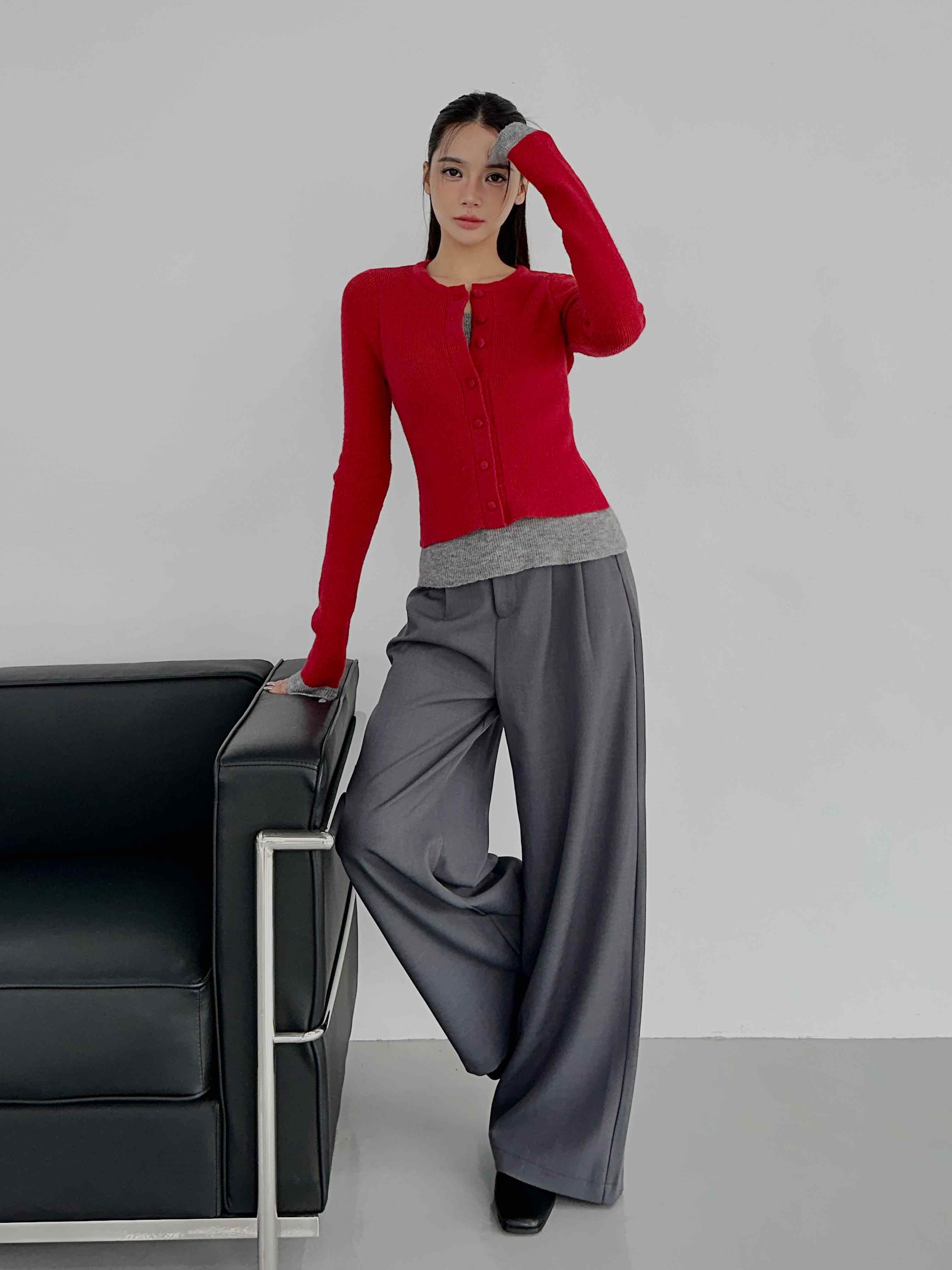 撞色層次針織上衣