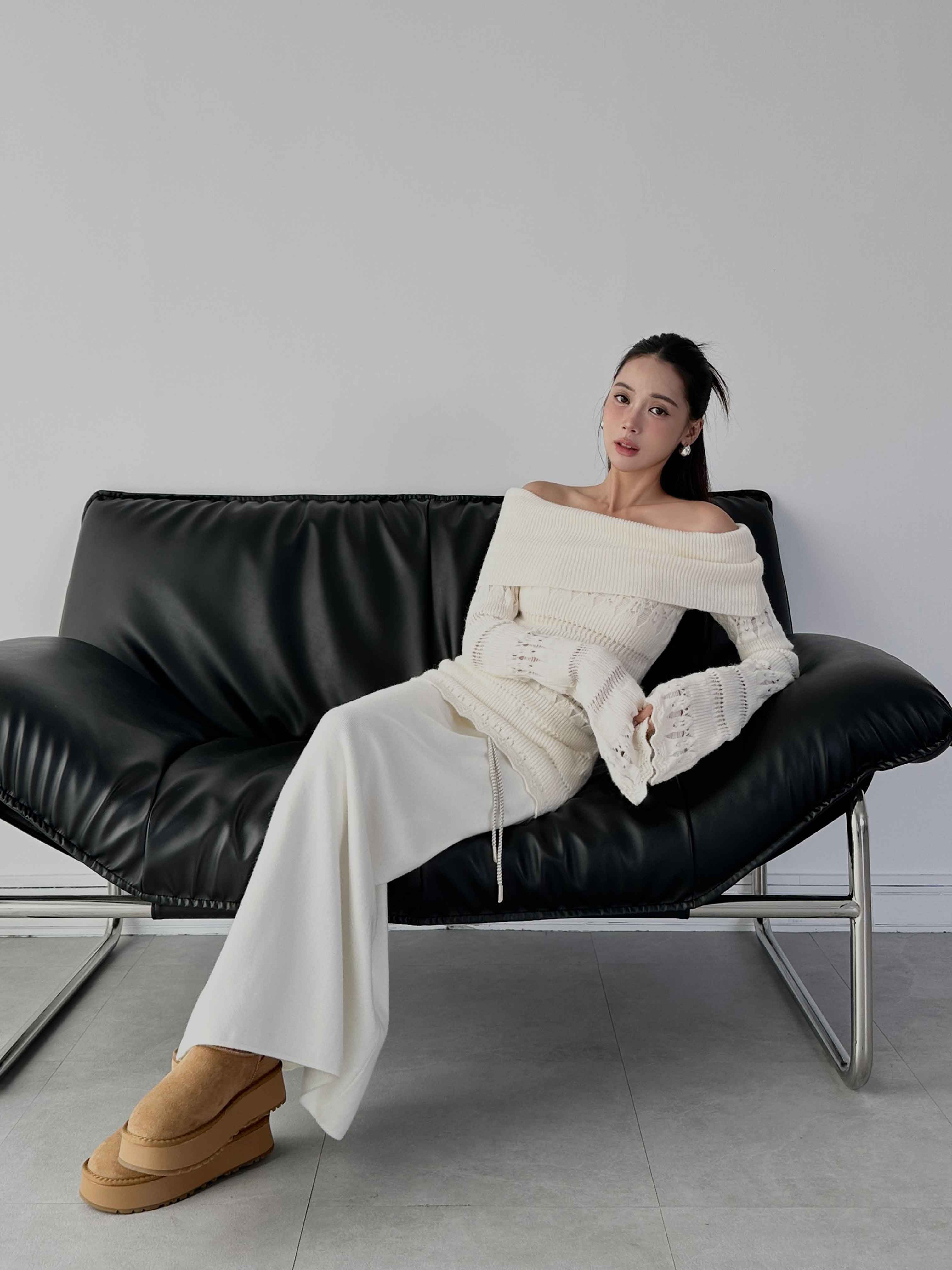 質感抽繩針織長裙