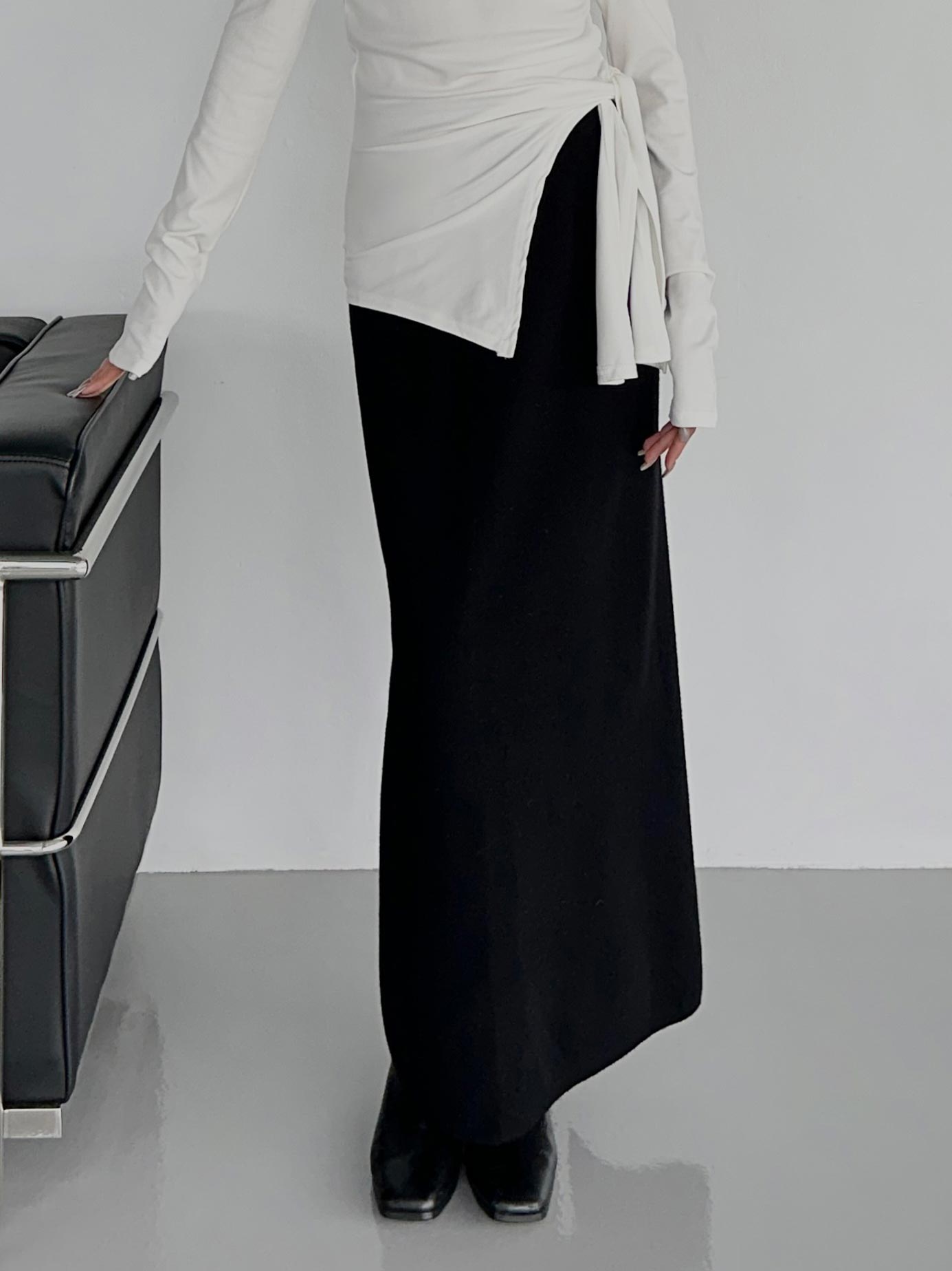 柔彈開衩針織長裙