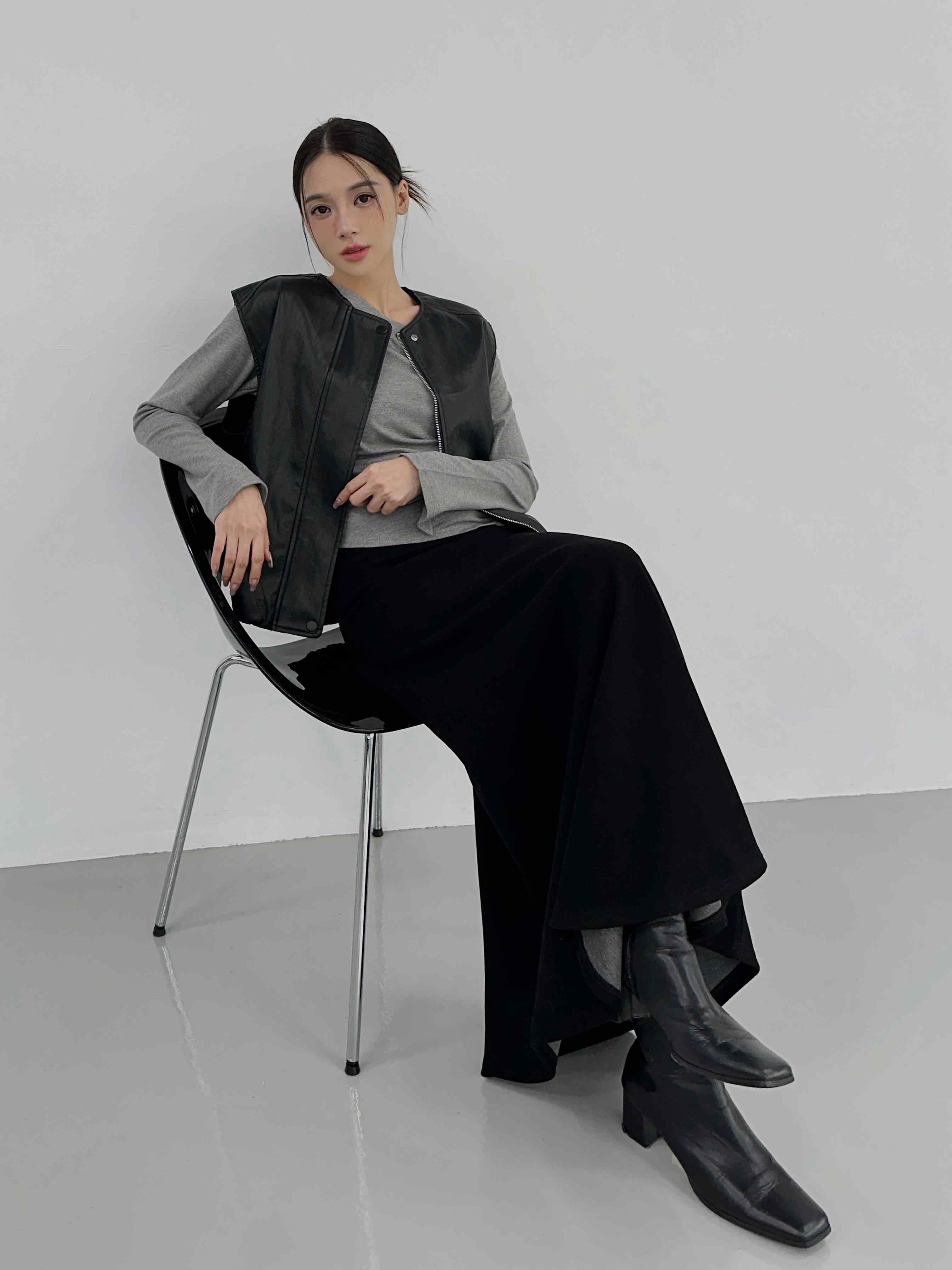 垂墜順身磨毛長裙