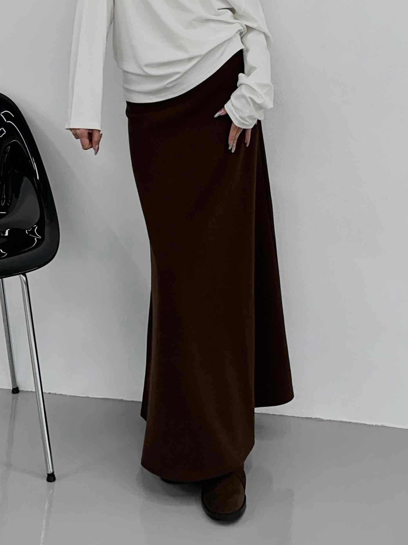 垂墜順身磨毛長裙