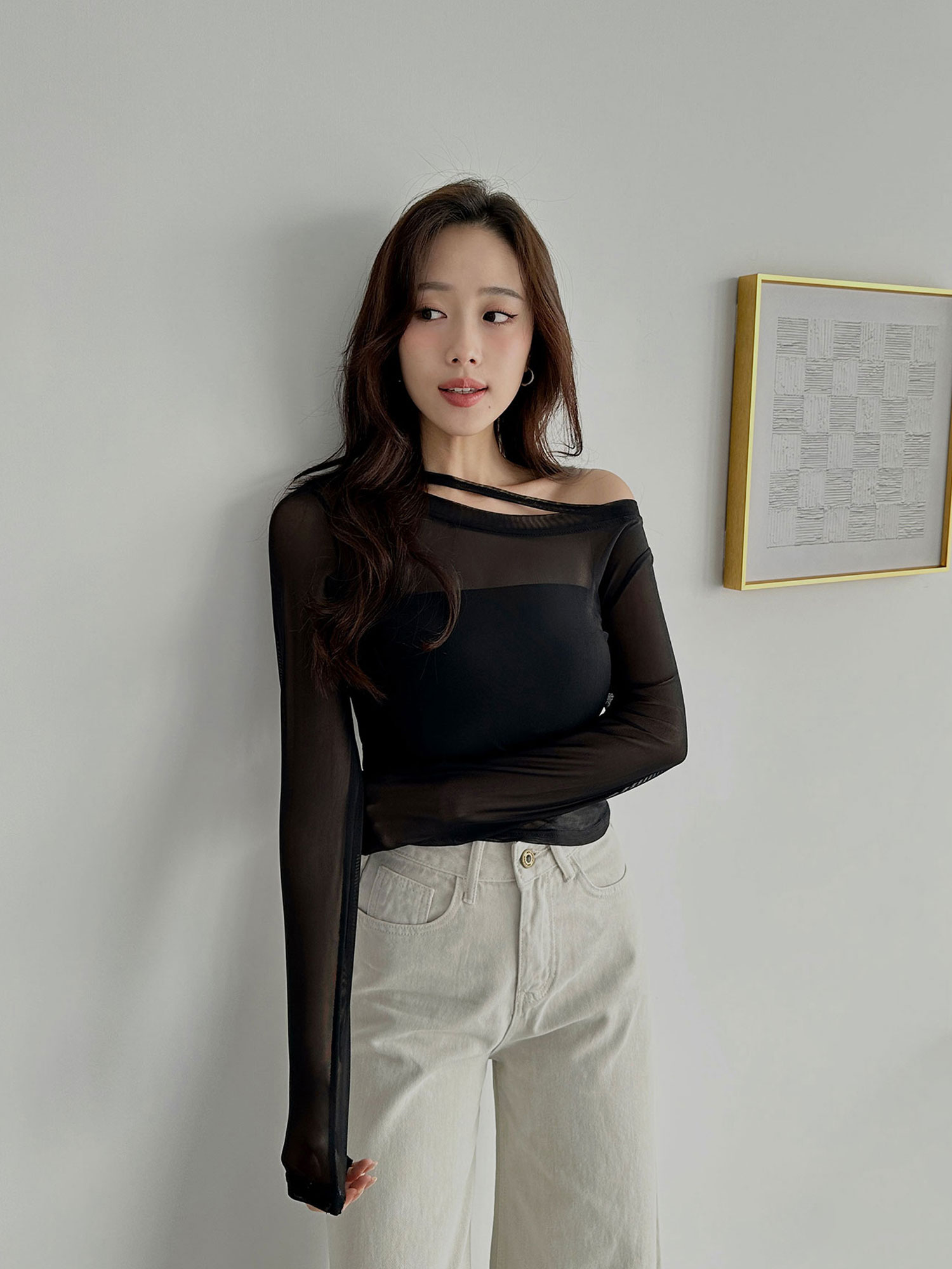 透膚網紗兩件式(上衣+BraTop)