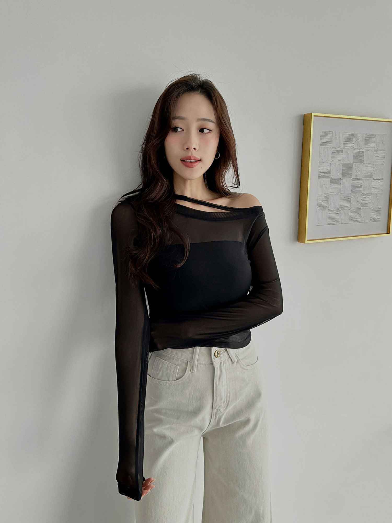 透膚網紗兩件式(上衣+BraTop)