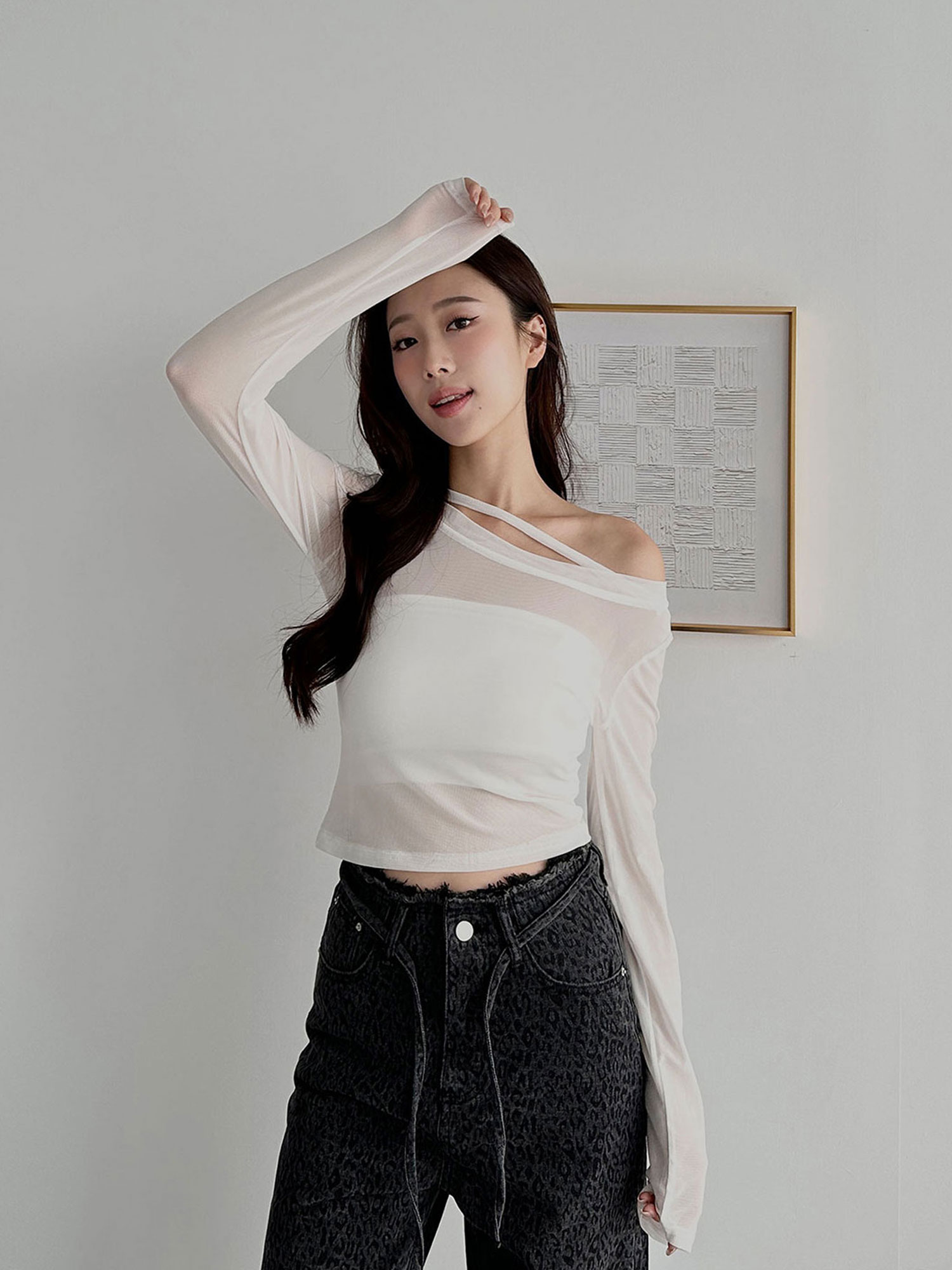 透膚網紗兩件式(上衣+BraTop)