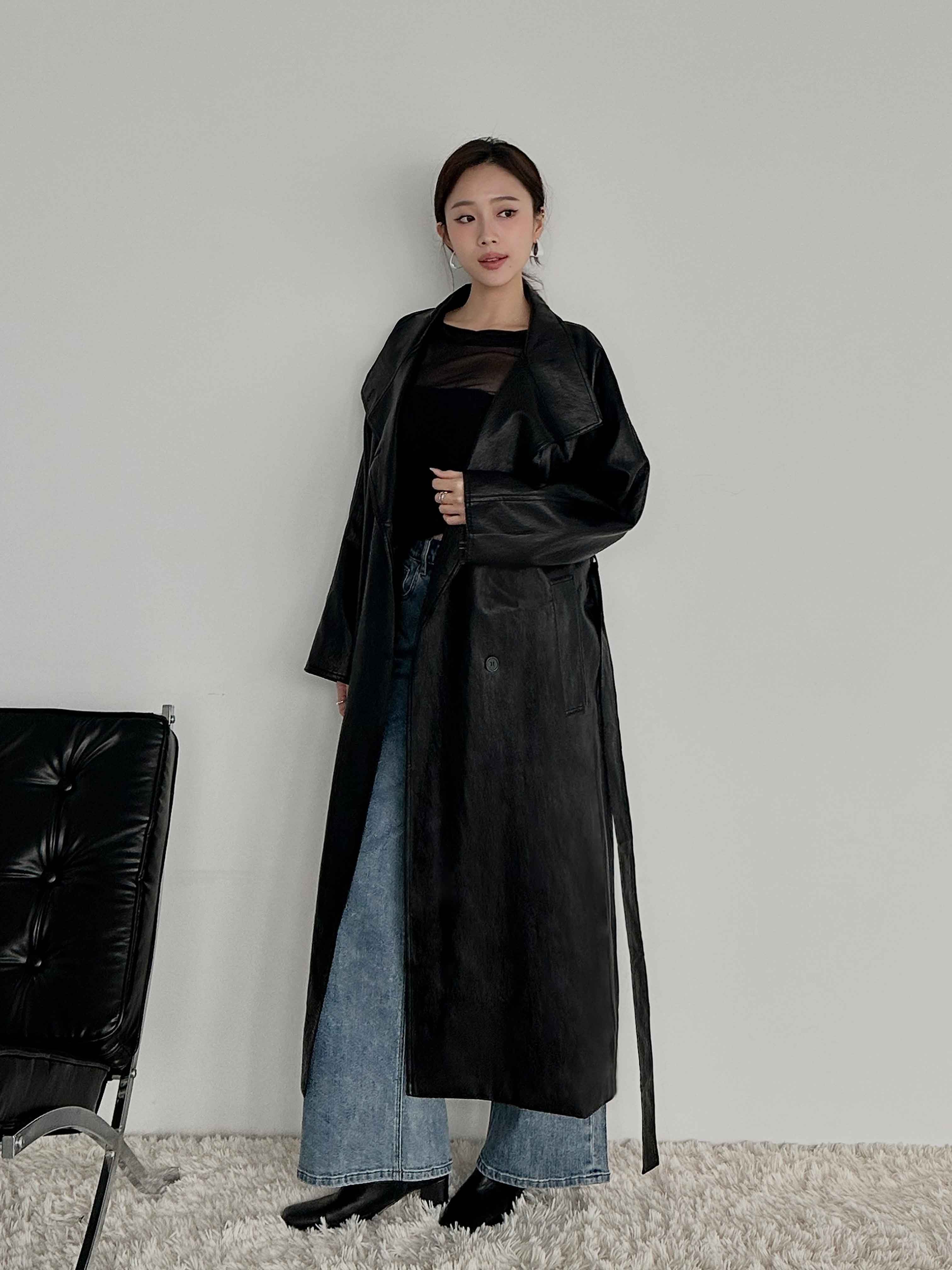 霧感皮革大衣(附帶)