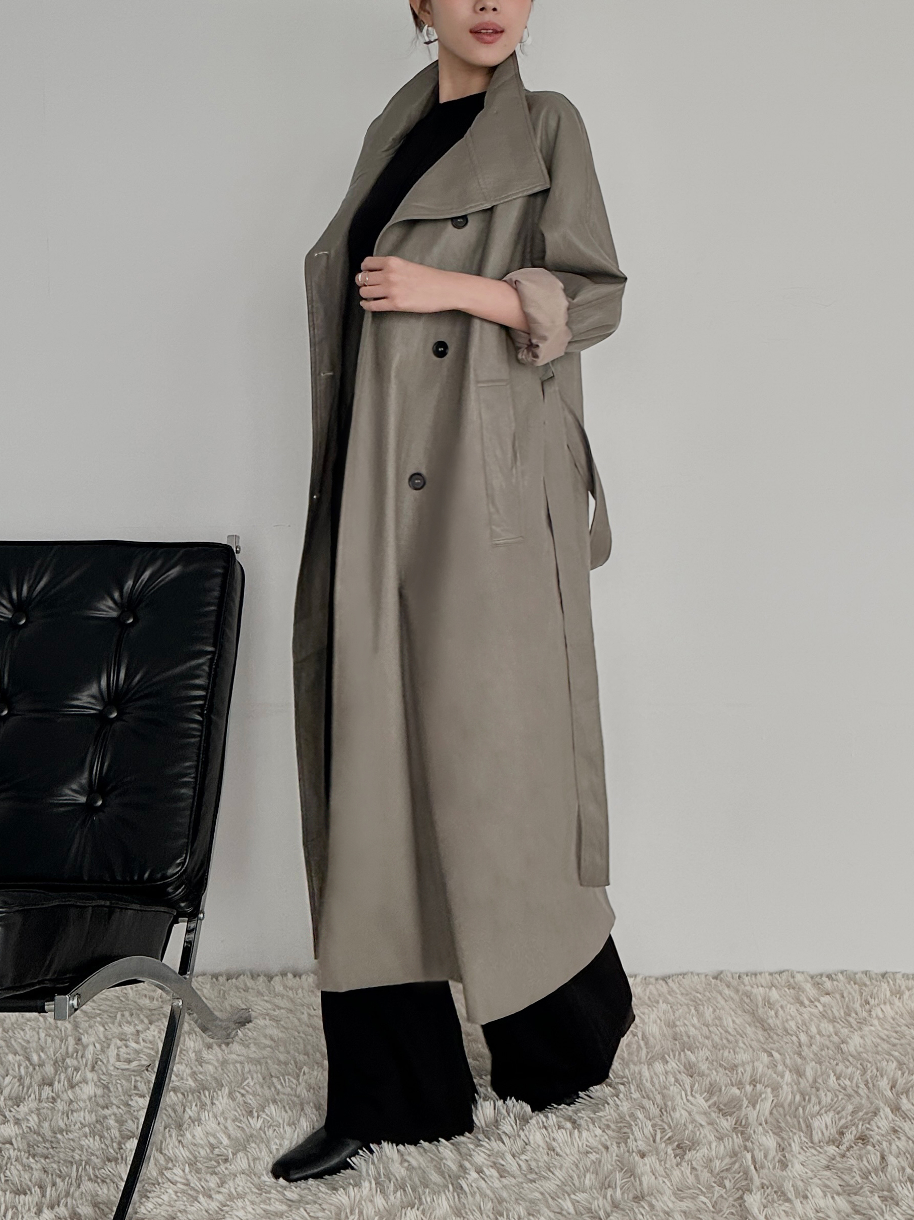 霧感皮革大衣(附帶)