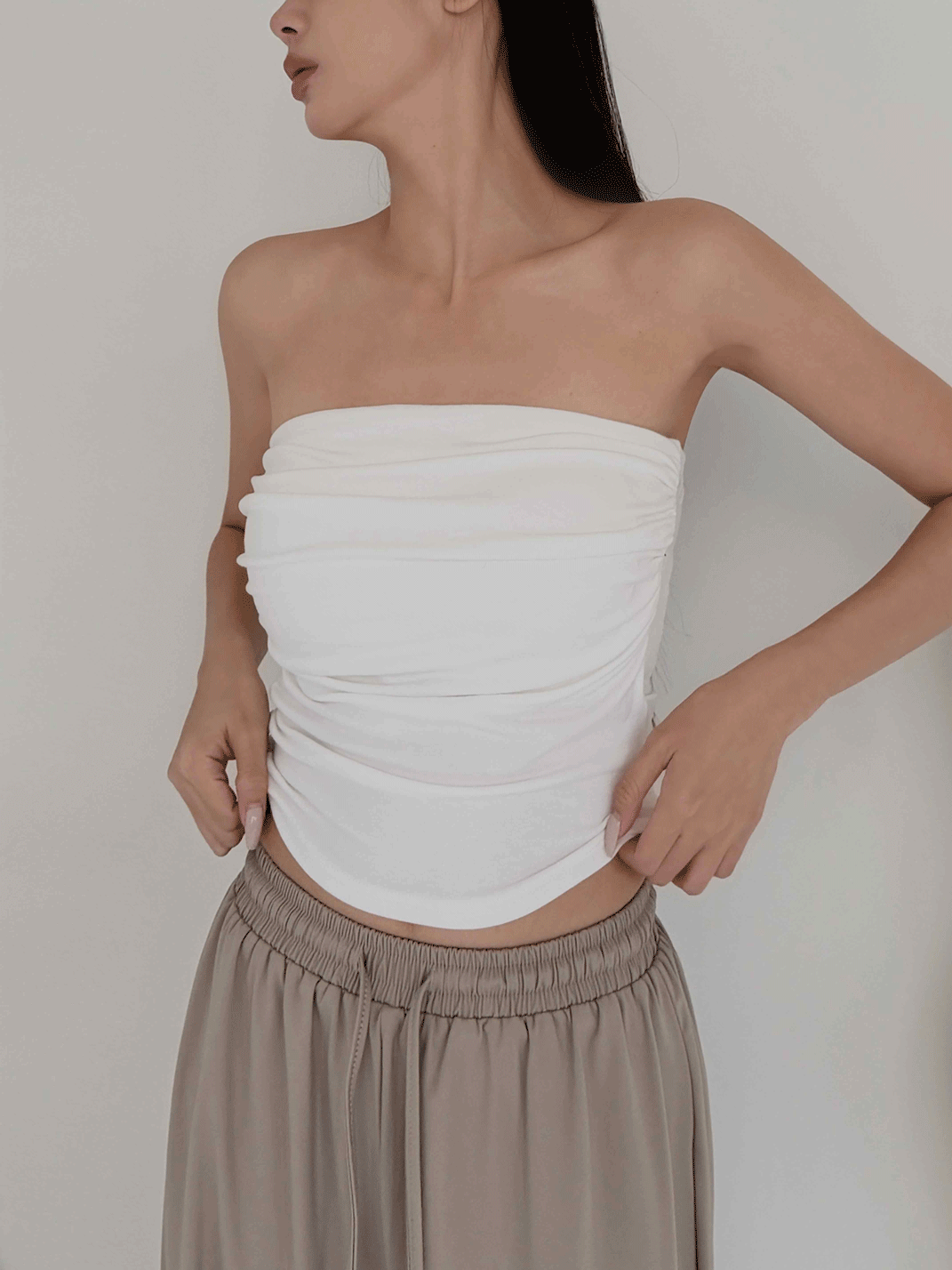 柔彈抓皺平口 BRA TOP