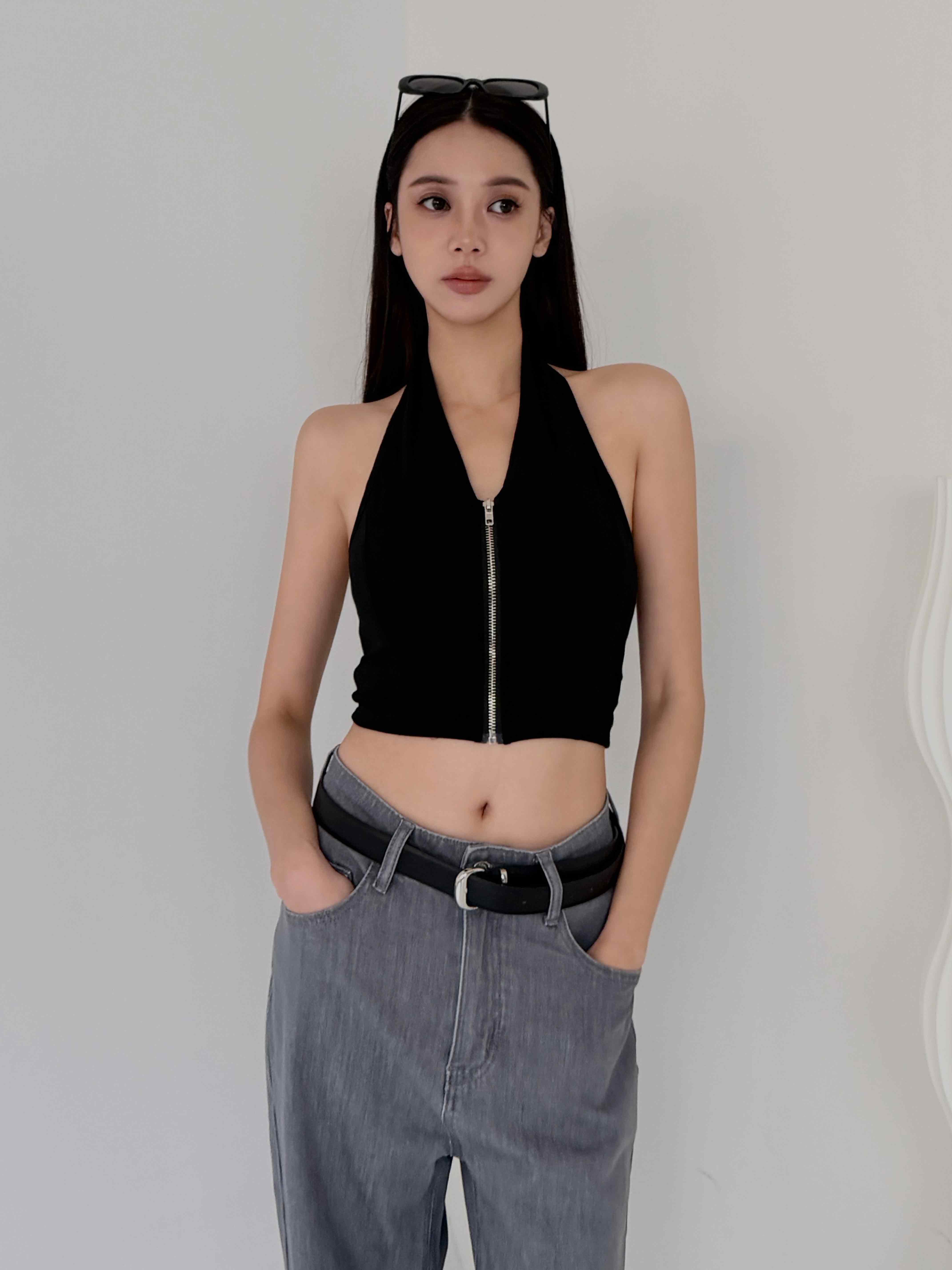 柔彈拉鍊繞脖 BRA TOP