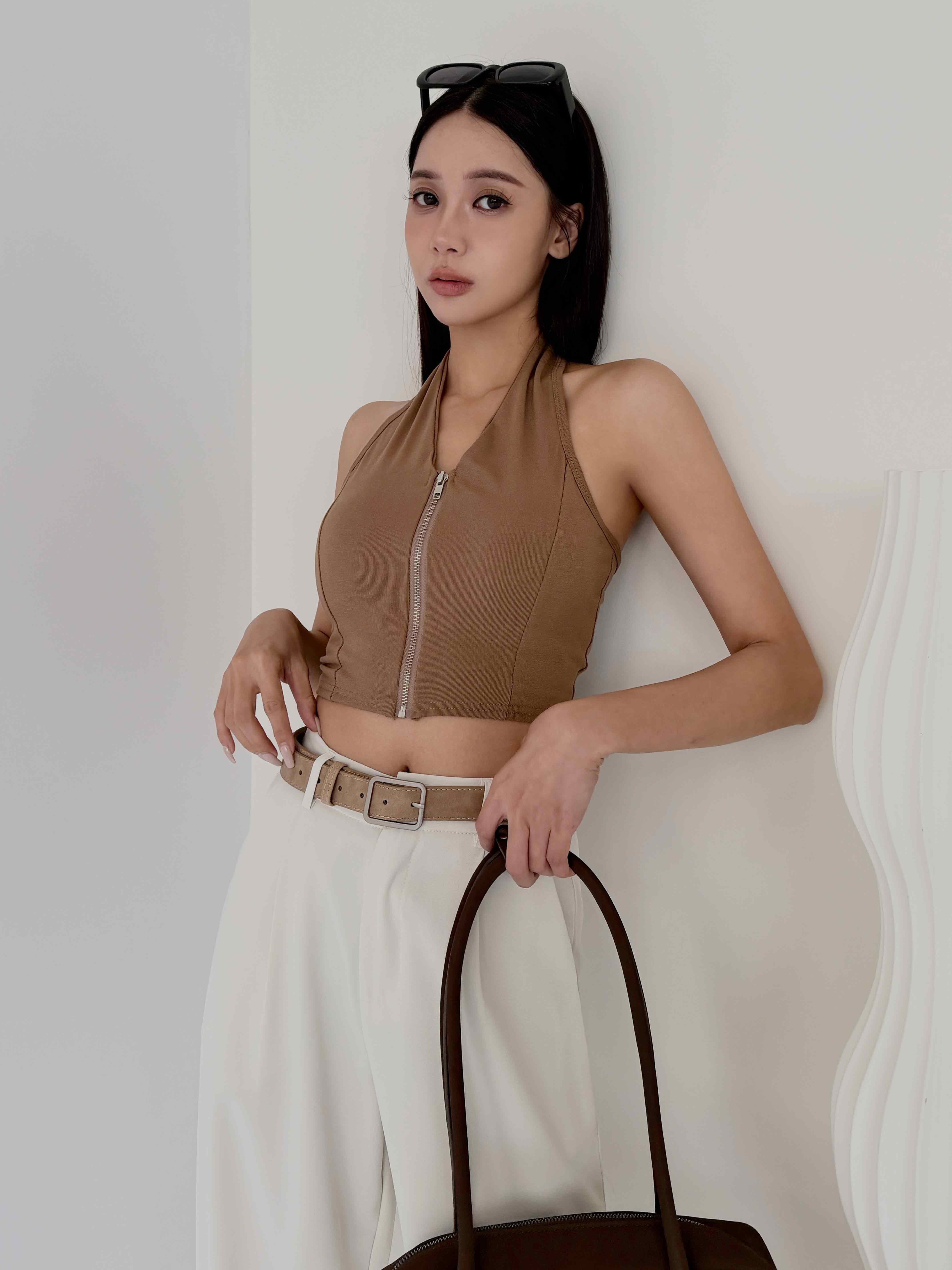 柔彈拉鍊繞脖 BRA TOP
