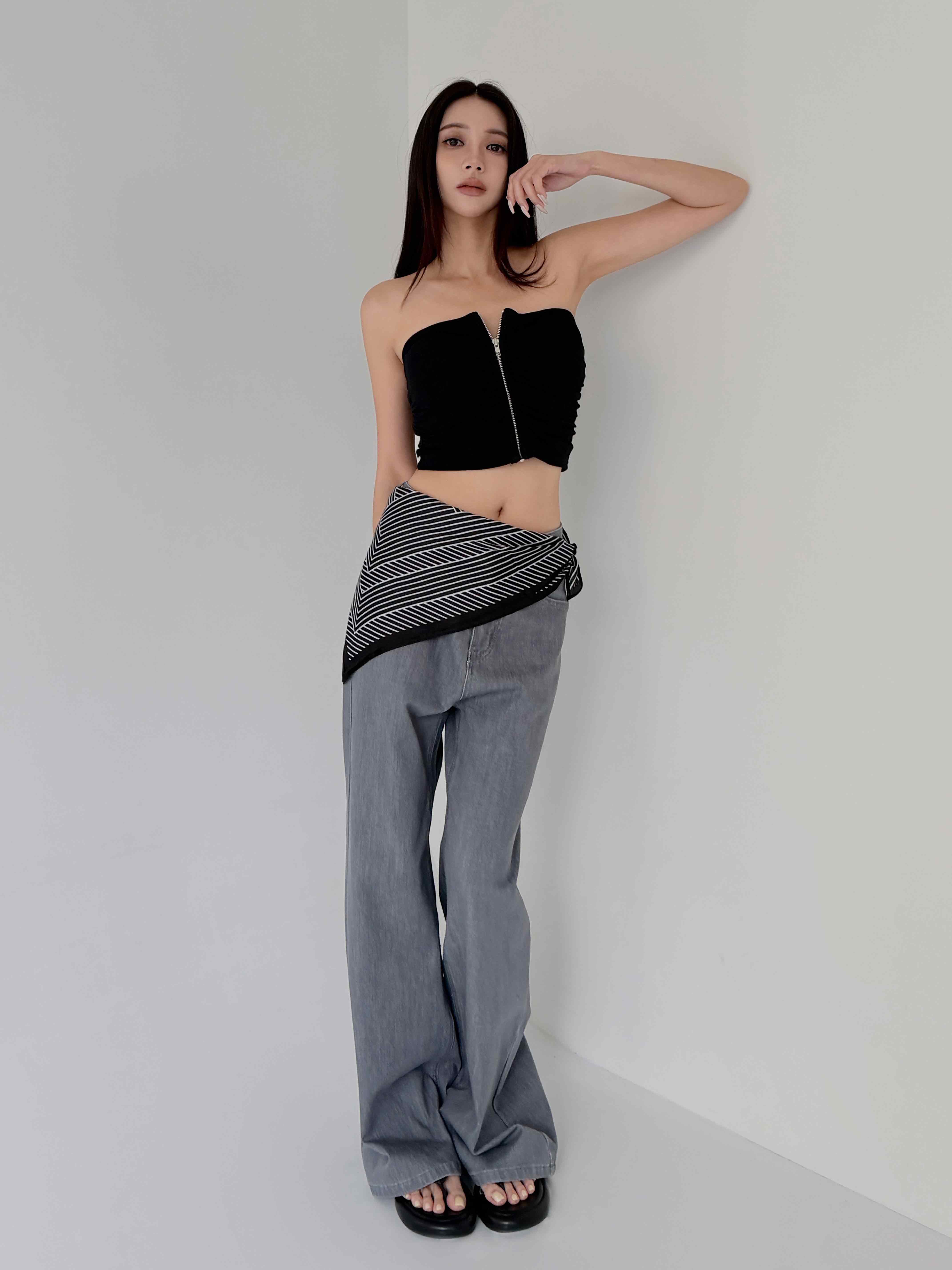 棉彈平口拉鍊 BRA TOP
