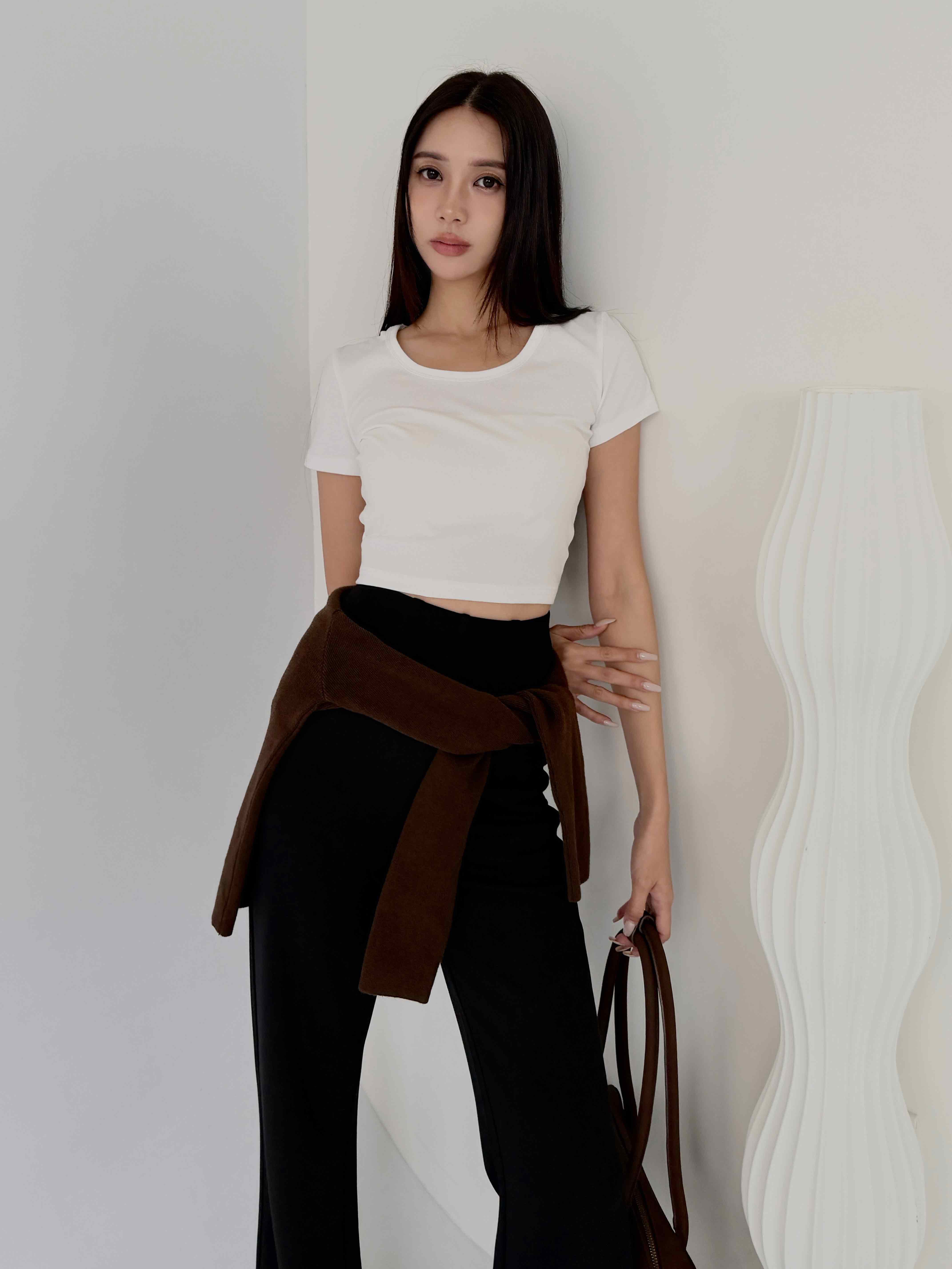 精梳棉大圓領短版TEE