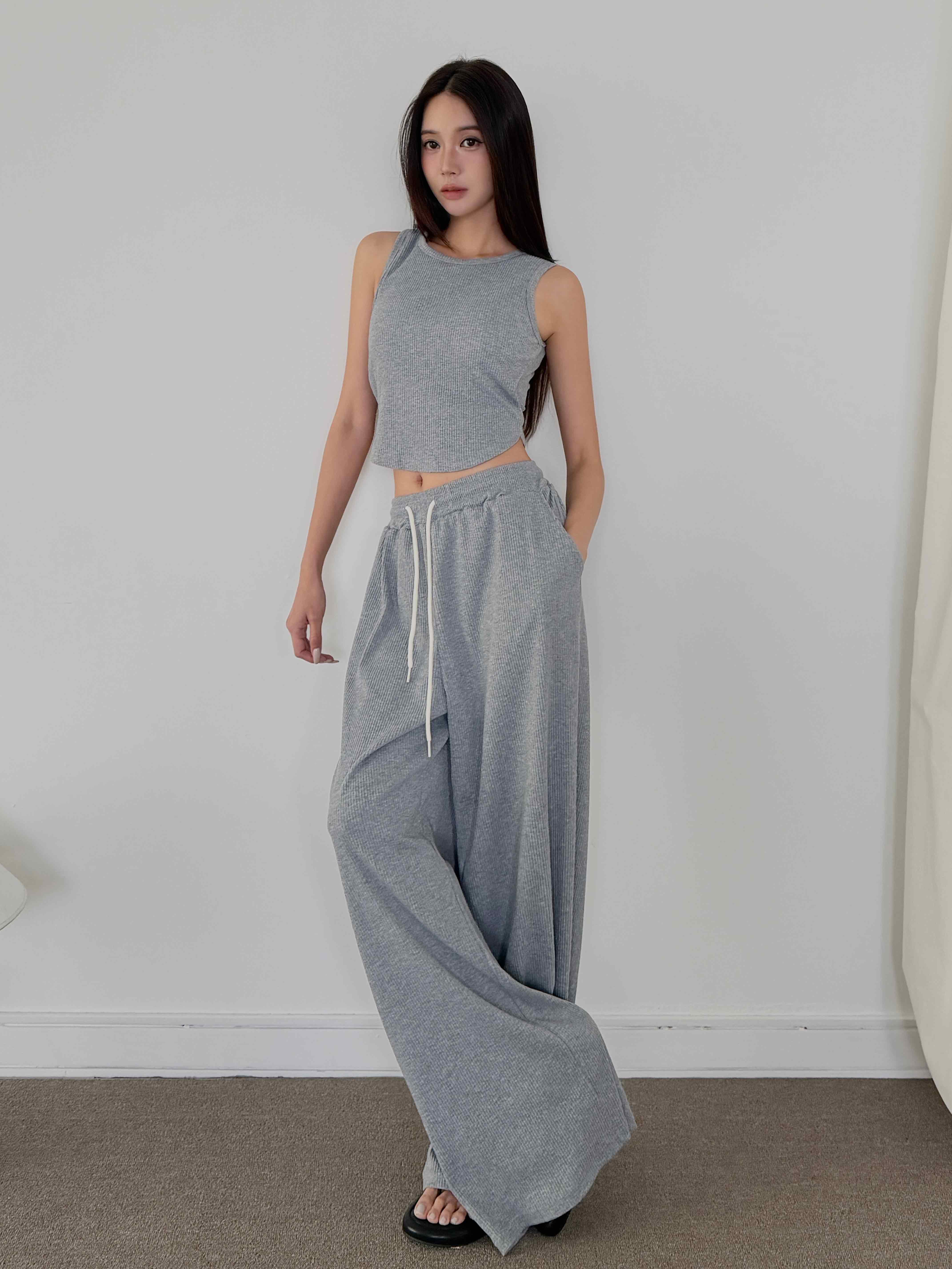 羅紋彈力背心長褲套裝