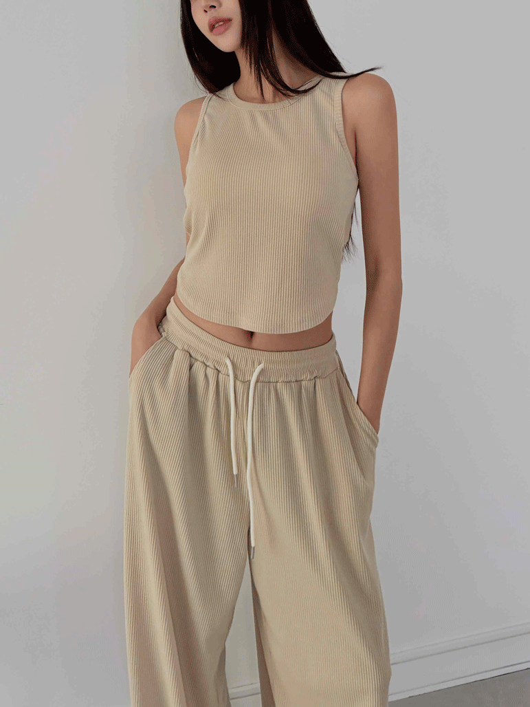 羅紋彈力背心長褲套裝