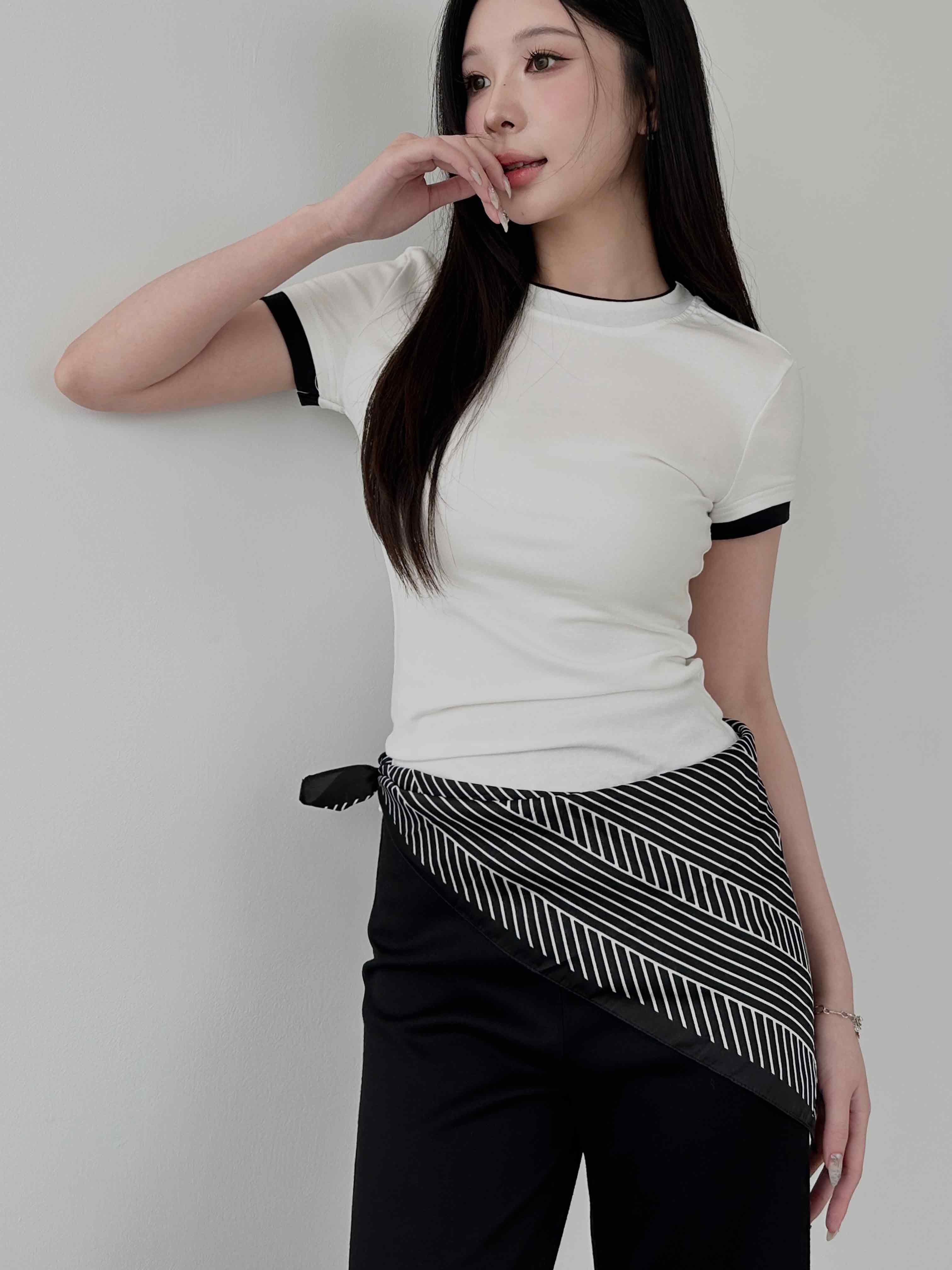 撞色圓領精梳棉TEE