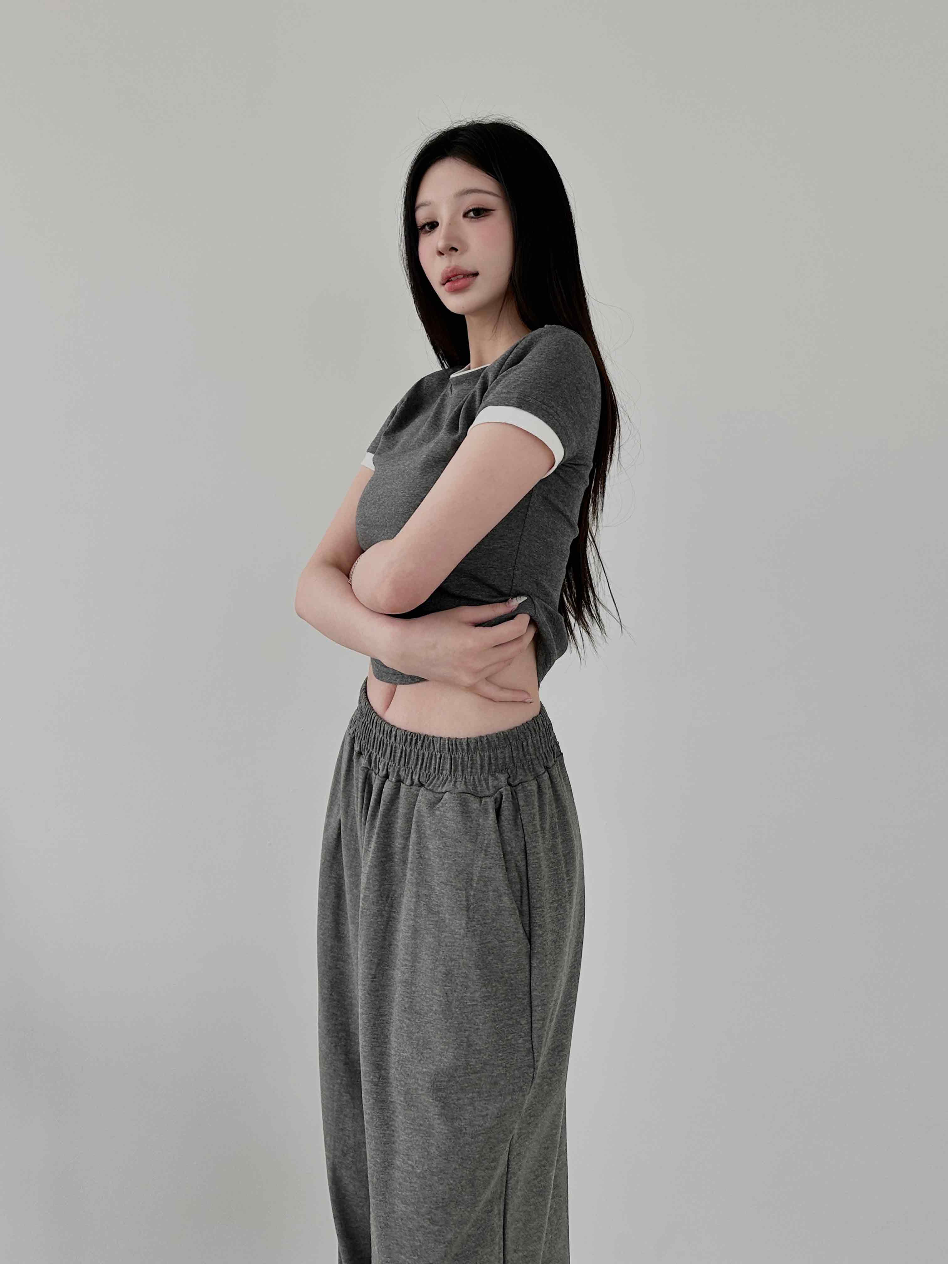 撞色圓領精梳棉TEE