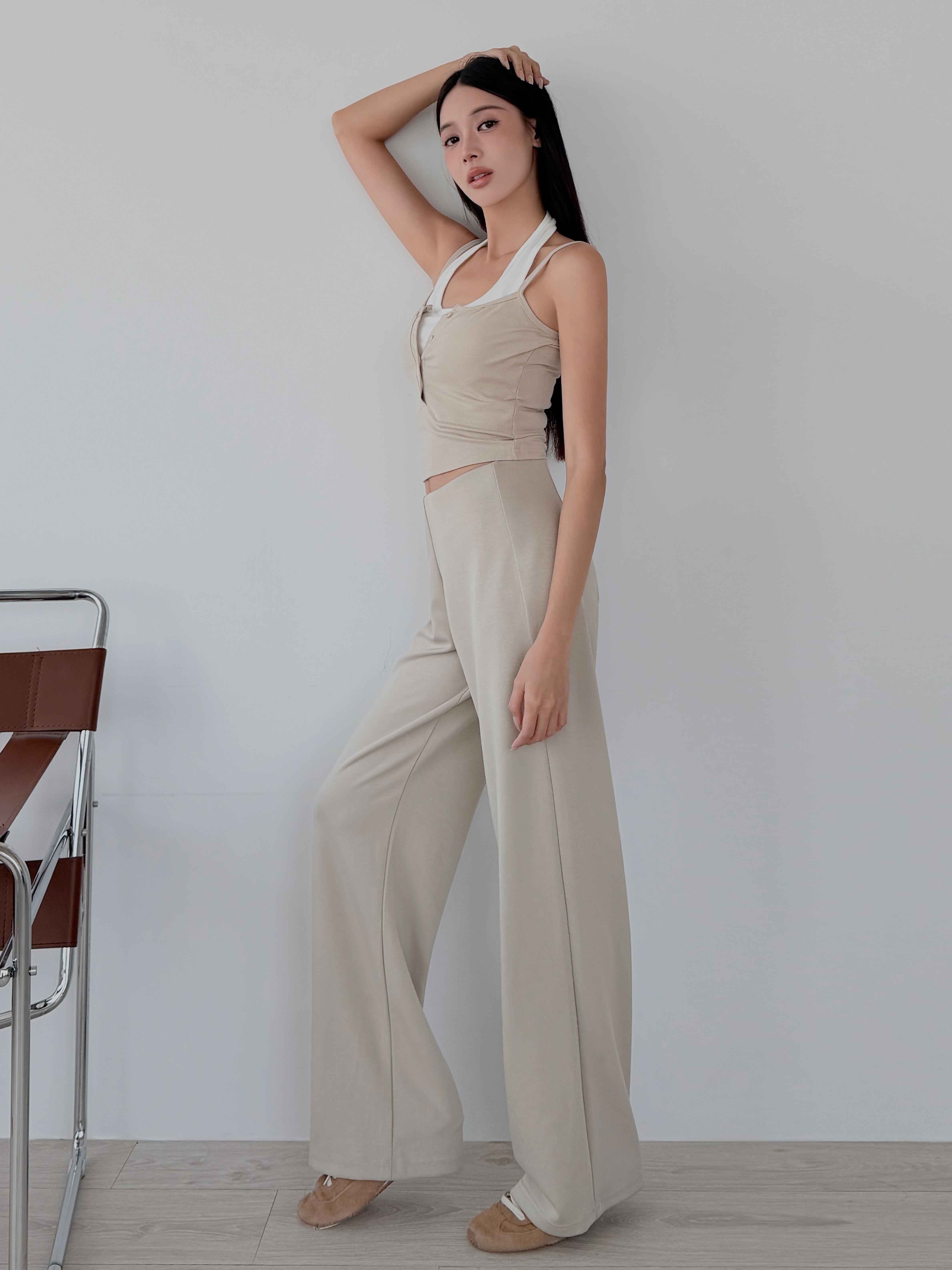 棉彈假兩件排扣 BRA TOP