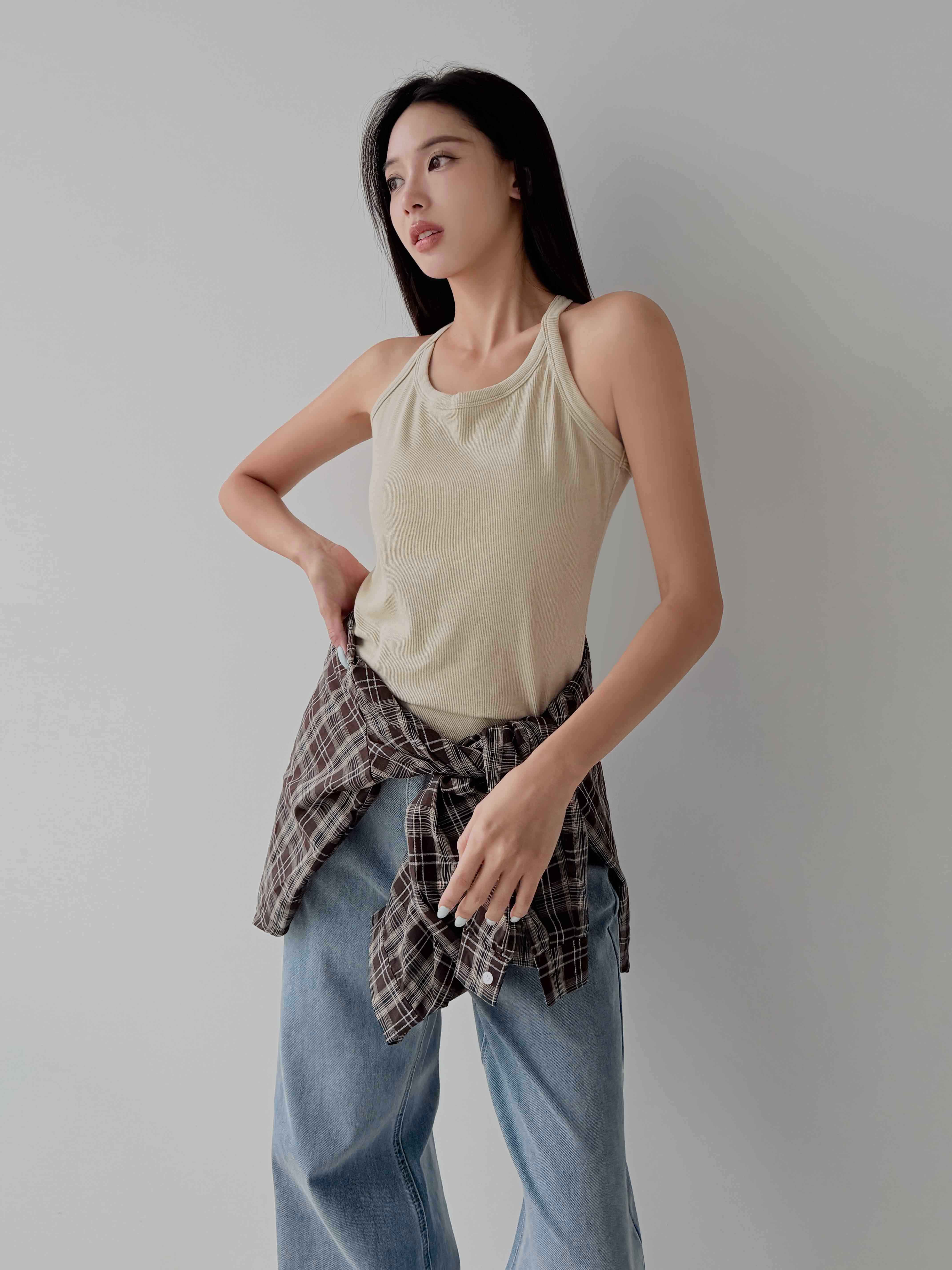 棉彈Y字美背背心