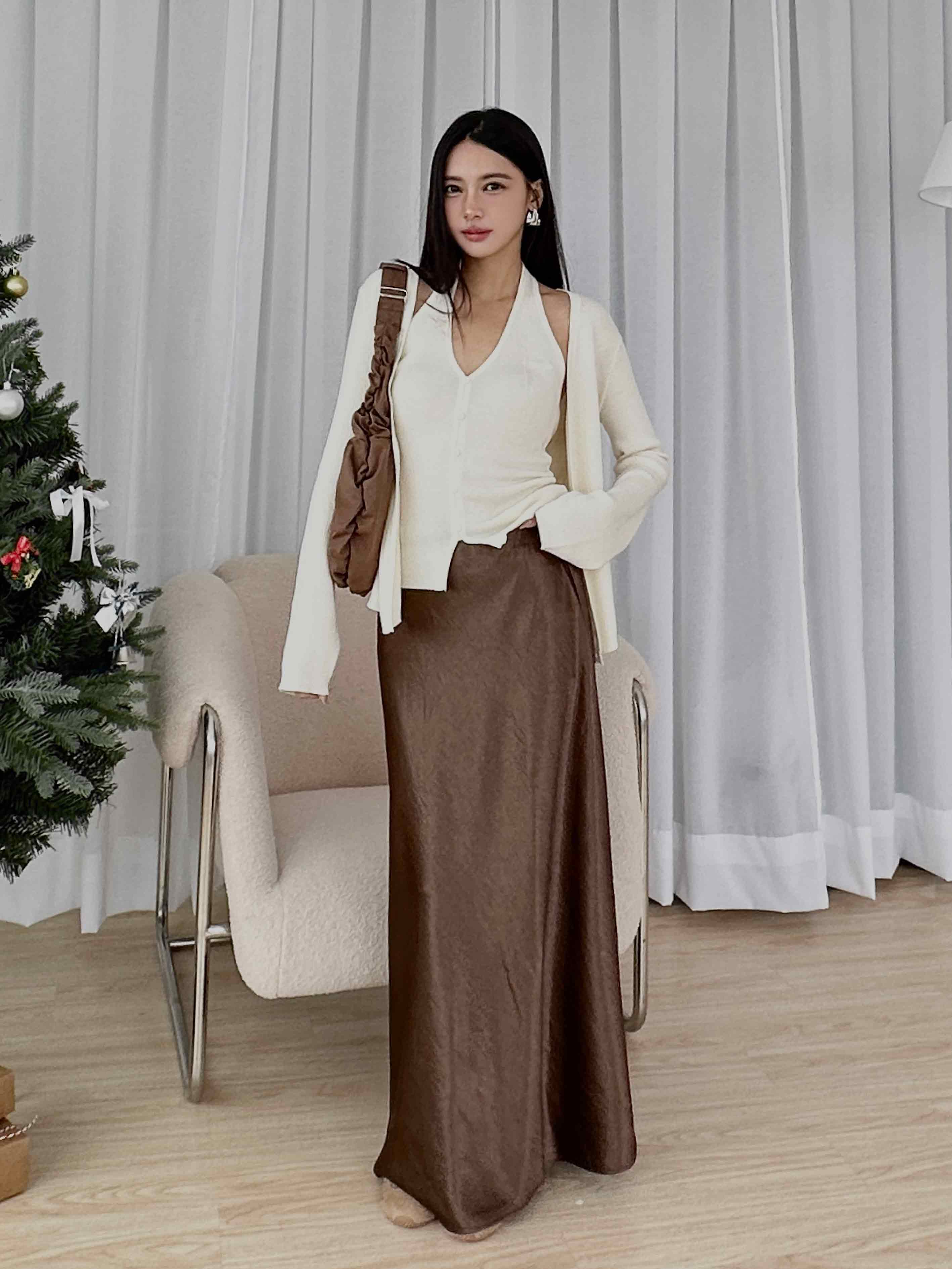 掛脖背心+針織罩衫二件組